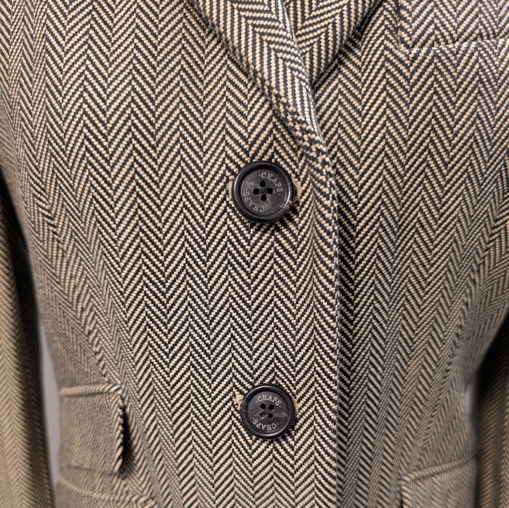 CHAPS Ralph Lauren Herringbone Blazer Jacket Black Tan Cotton Tailored Size 6 - Picture 5 of 16